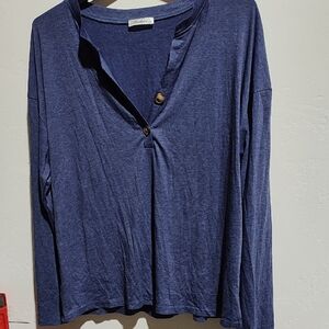 Blue Buttoned Women's Top, 2xl, New